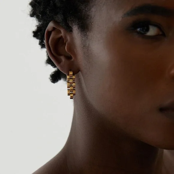 18K Gold Plated Watch Chain Earrings*Watch Band*Watch Link*ML - Picture 2 of 6